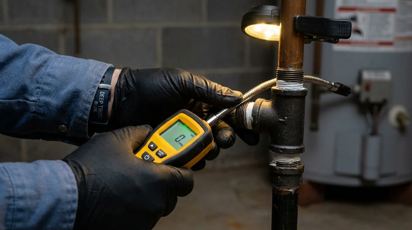 Gas leak detection with electronic sniffer by Johns Plumbing LLC in Villa Rica