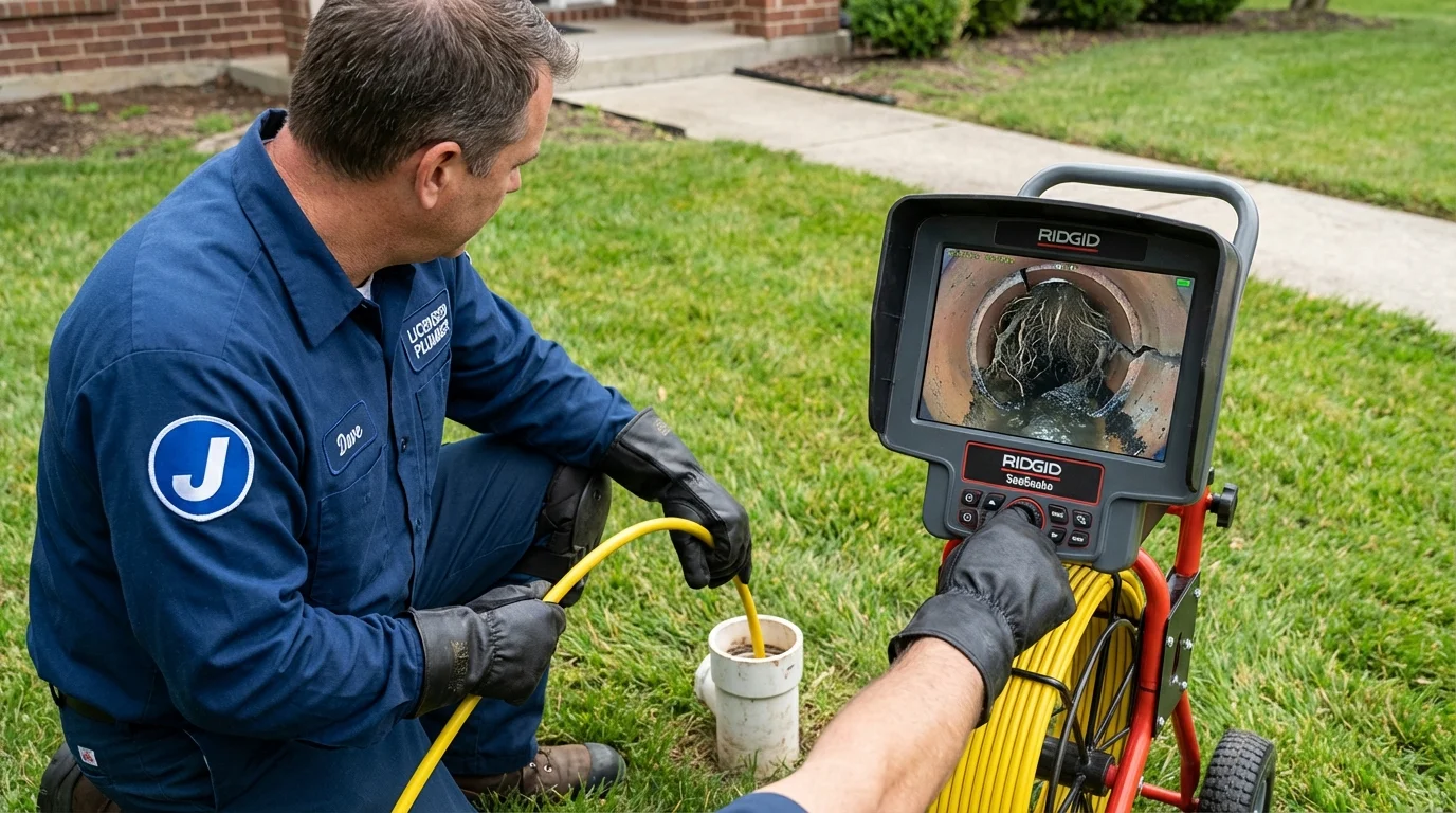 Sewer camera inspection being performed by Johns Plumbing LLC in Villa Rica