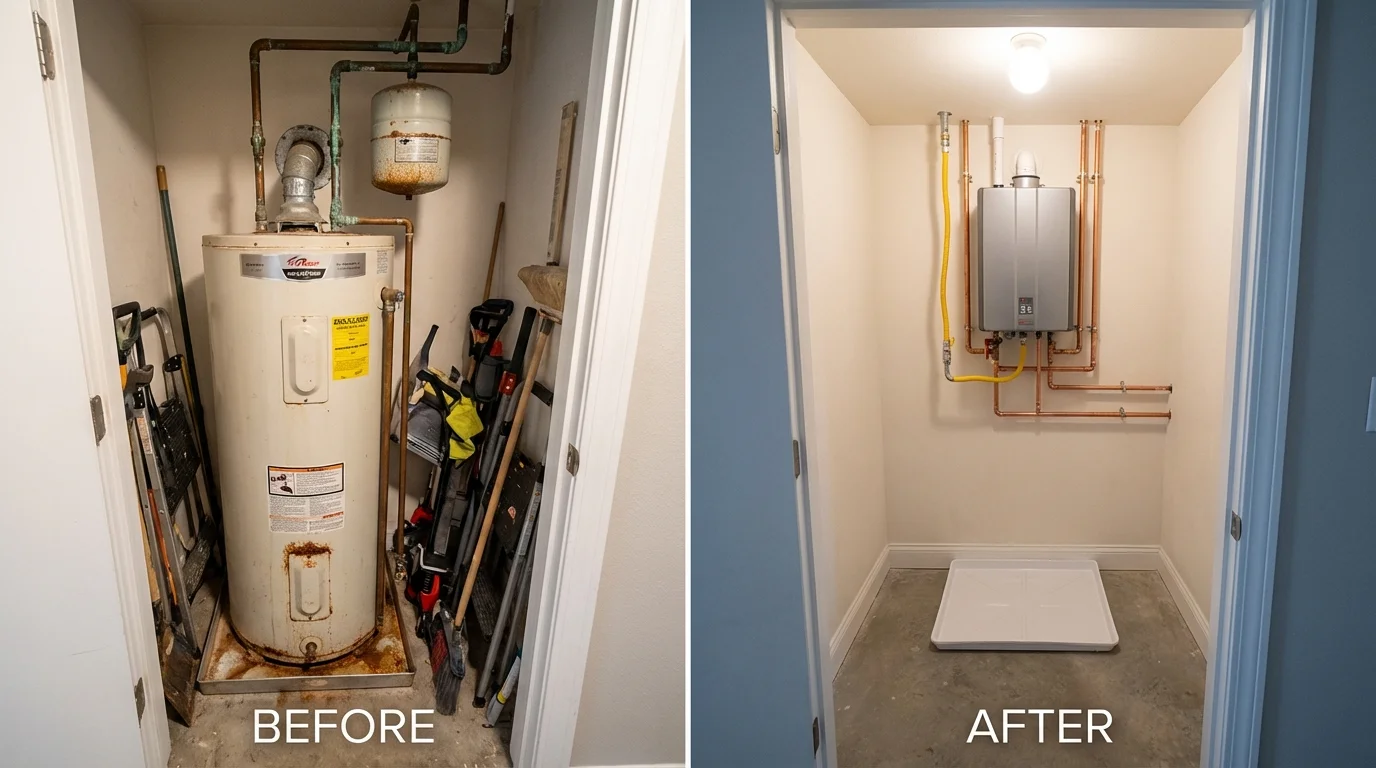 Tank water heater versus wall-mounted tankless unit comparison for Villa Rica, GA homeowners
