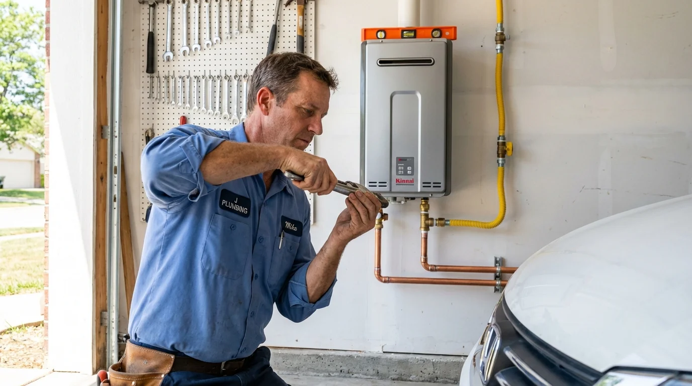 Tankless water heater installation by a Johns Plumbing LLC plumber in Villa Rica