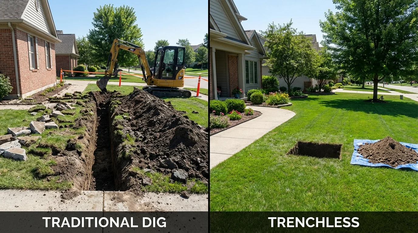 Trenchless sewer repair with minimal yard damage versus traditional excavation in Villa Rica, GA